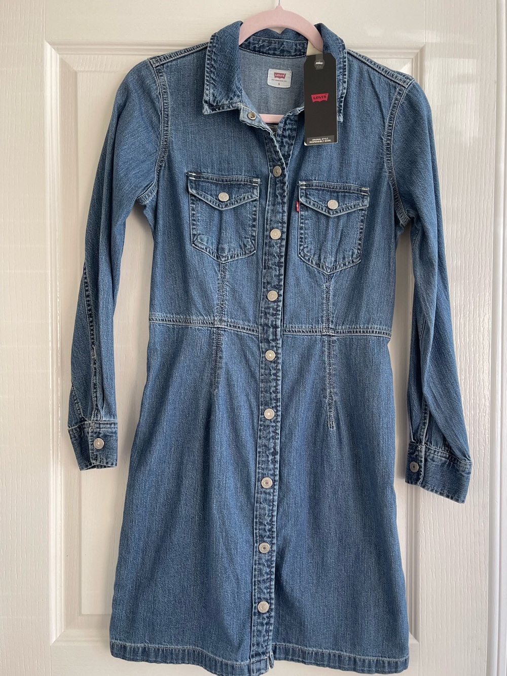 Levi's Light Blue Denim Button-Front Shirt Dress